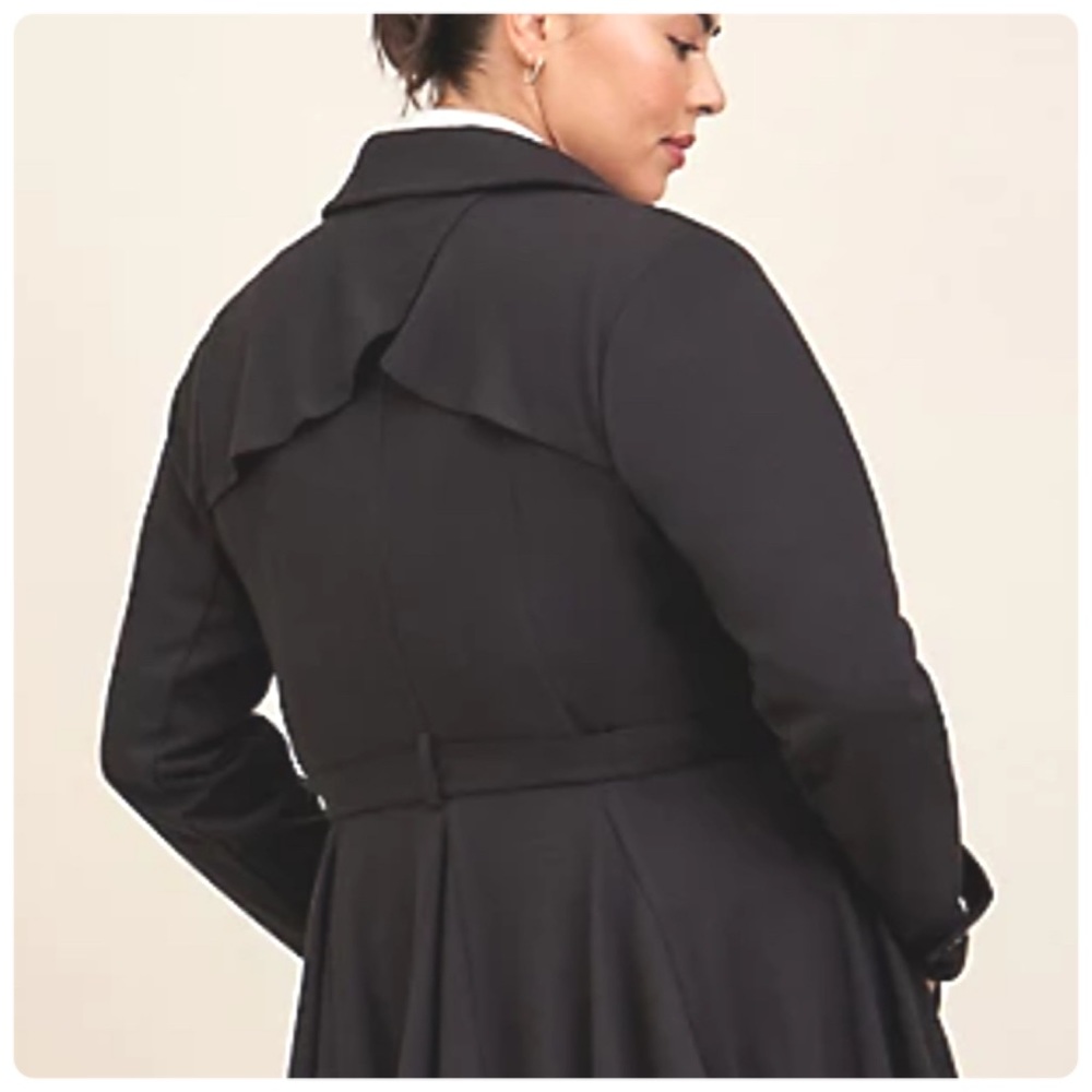 SALE!! BNWT! TORRID BLACK BRUSHED PONTE TRENCH COAT! MULTIPLE SIZES 12-30! - Picture 7 of 9